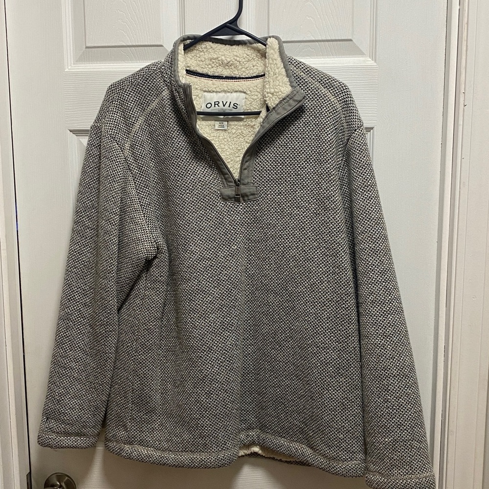 Orvis Charcoal and Cream Textured Fleece Jacket